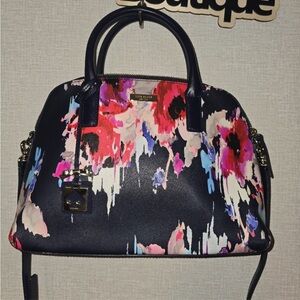 Kate Spade Floral Satchel - Black and Pink